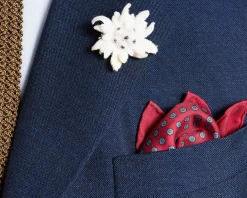 Red Dotted & Paisley Motif Silk Pocket Square