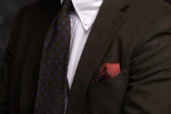Red Dotted & Paisley Motif Silk Pocket Square