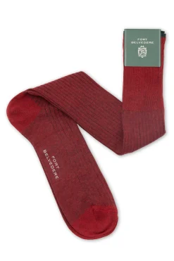 Red & Gray Shadow Stripe Midweight Cotton Socks