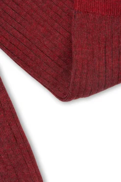 Red & Gray Shadow Stripe Midweight Cotton Socks