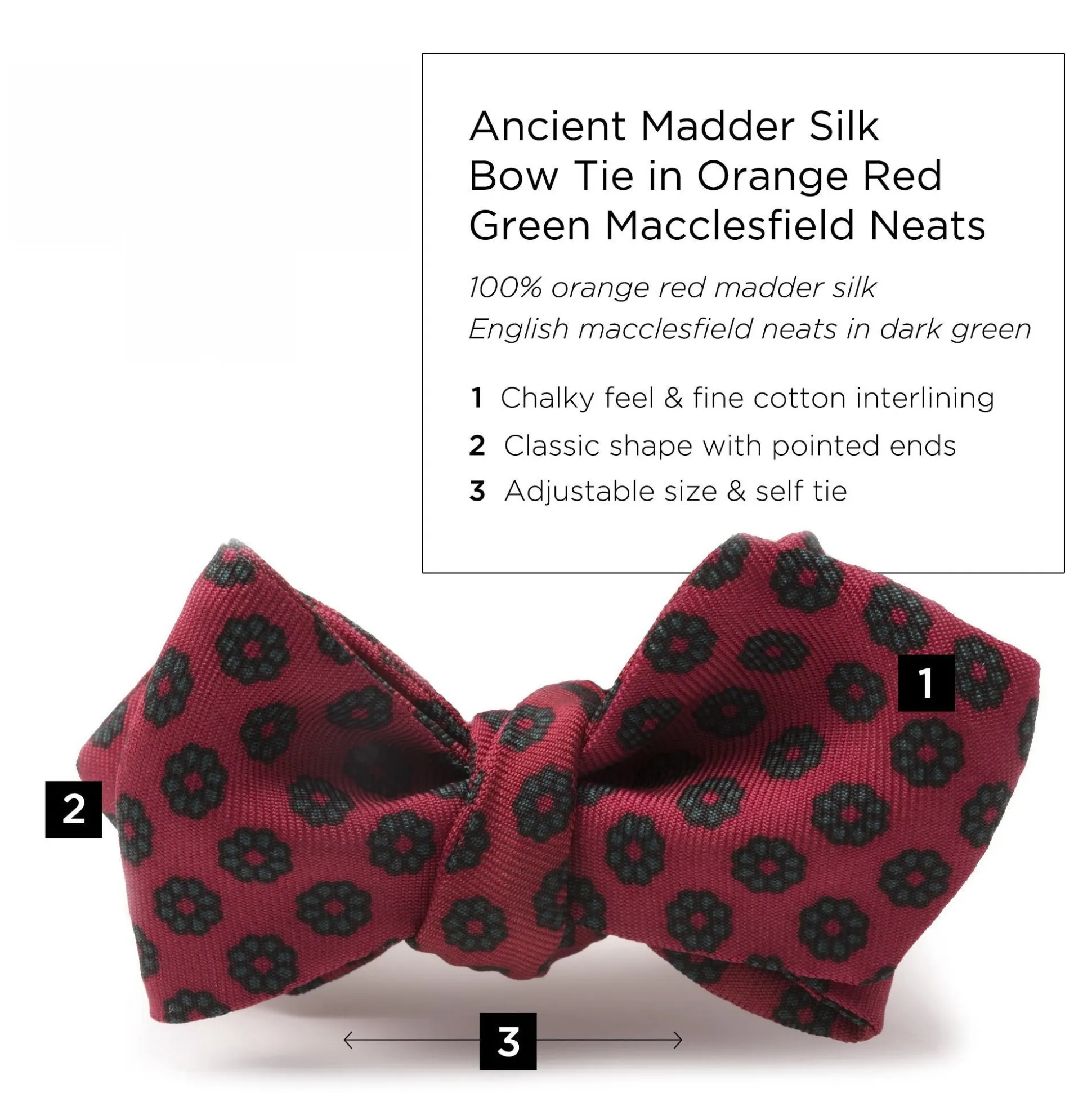 Red & Green Neats Madder Silk Bow Tie