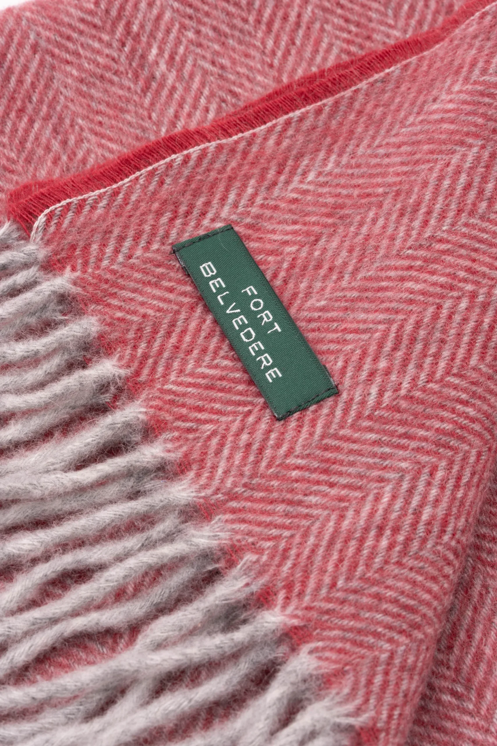 Red Herringbone Cashmere Scarf