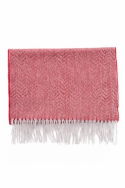 Red Herringbone Cashmere Scarf