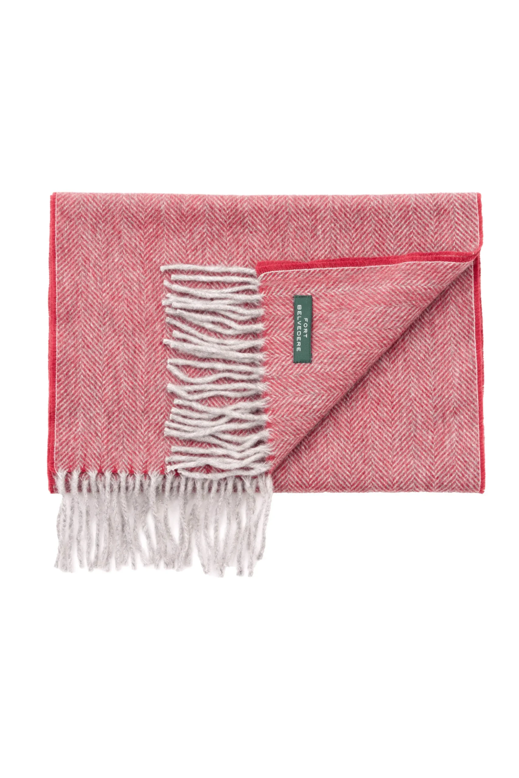 Red Herringbone Cashmere Scarf