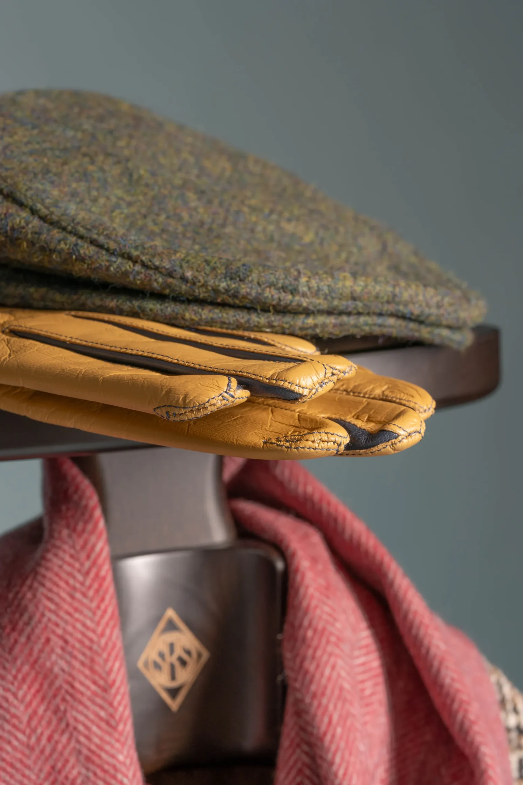 Red Herringbone Cashmere Scarf