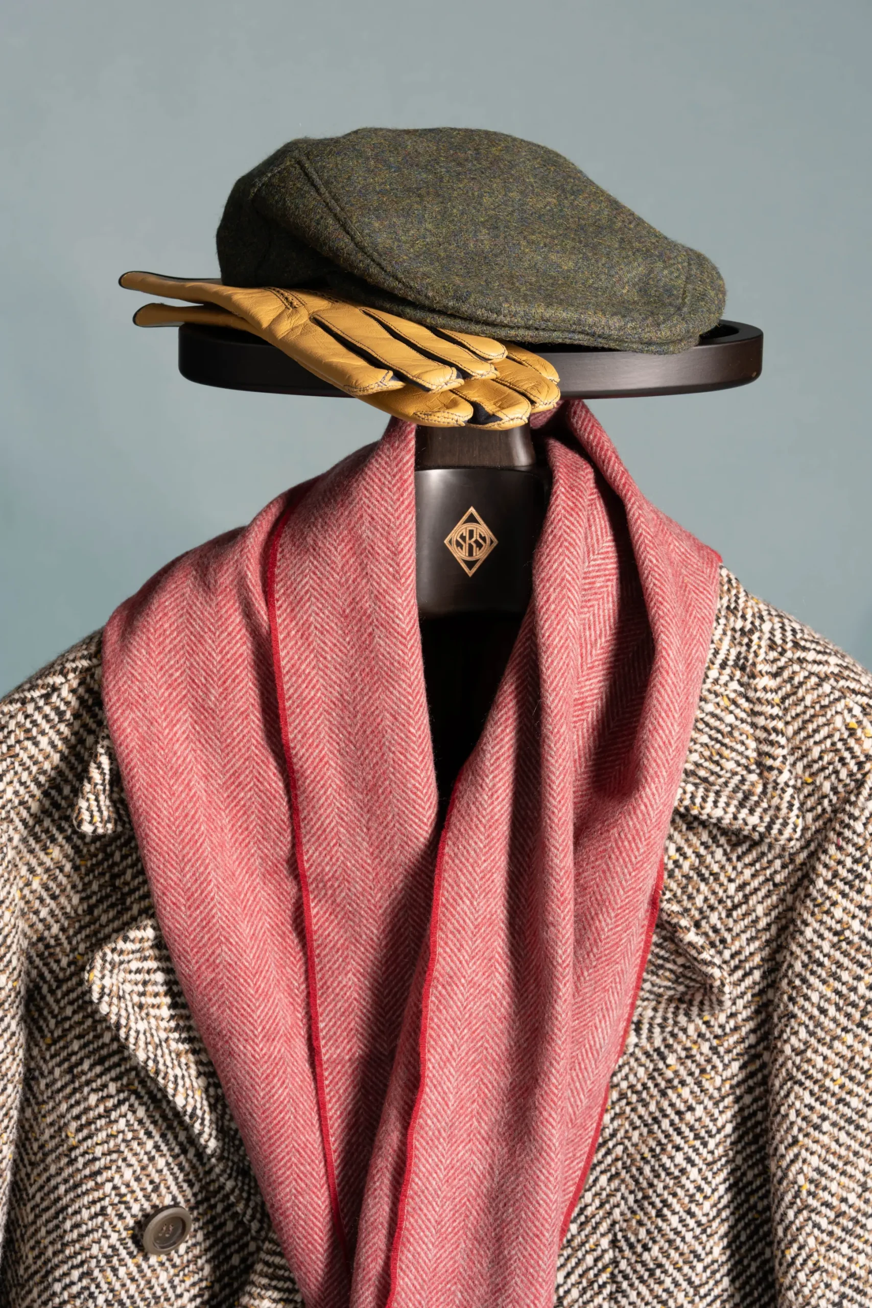 Red Herringbone Cashmere Scarf