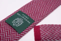 Red & Light Gray Herringbone Wool Knit Tie