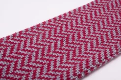 Red & Light Gray Herringbone Wool Knit Tie