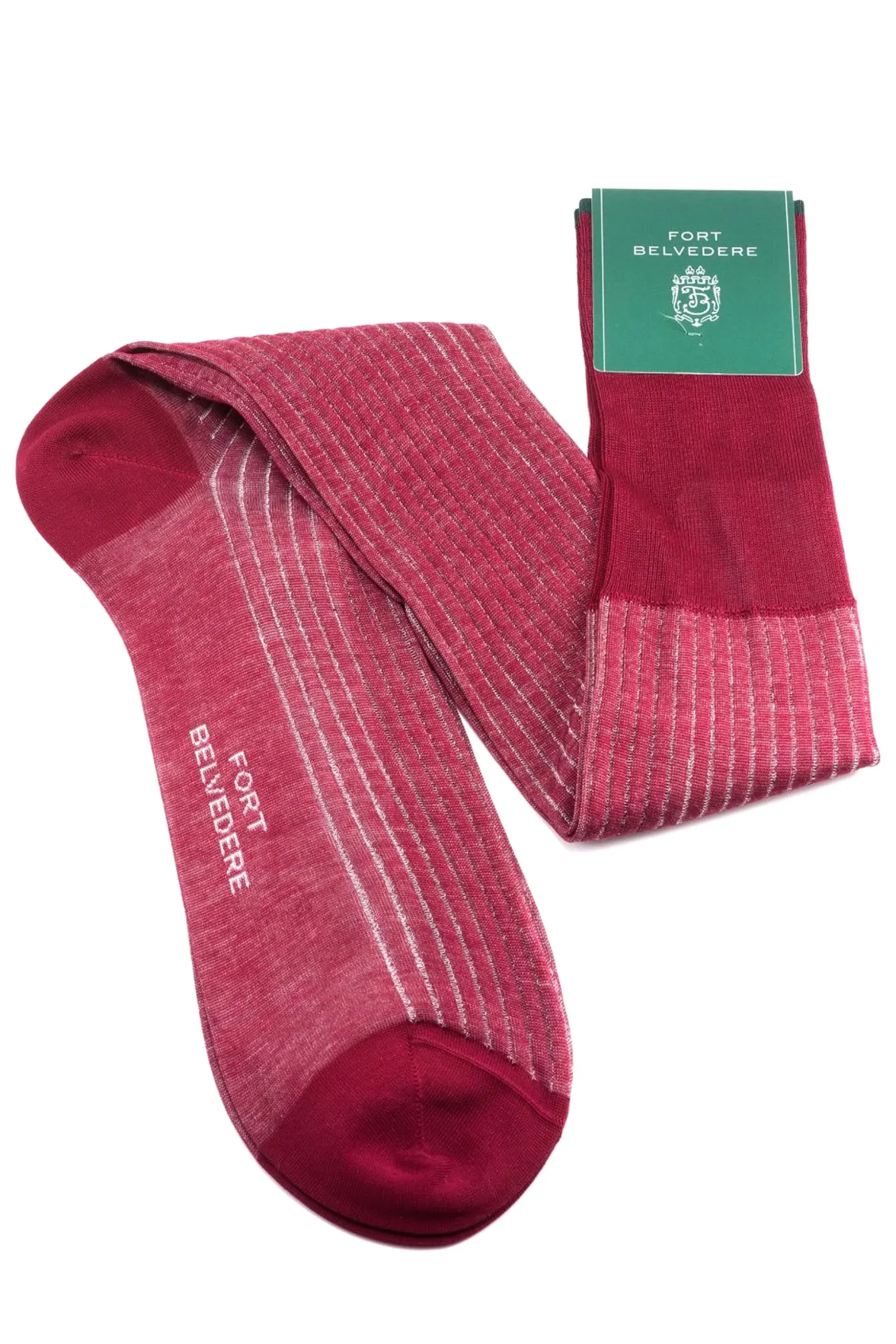 Red & Light Gray Shadow Stripe Lightweight Cotton Socks