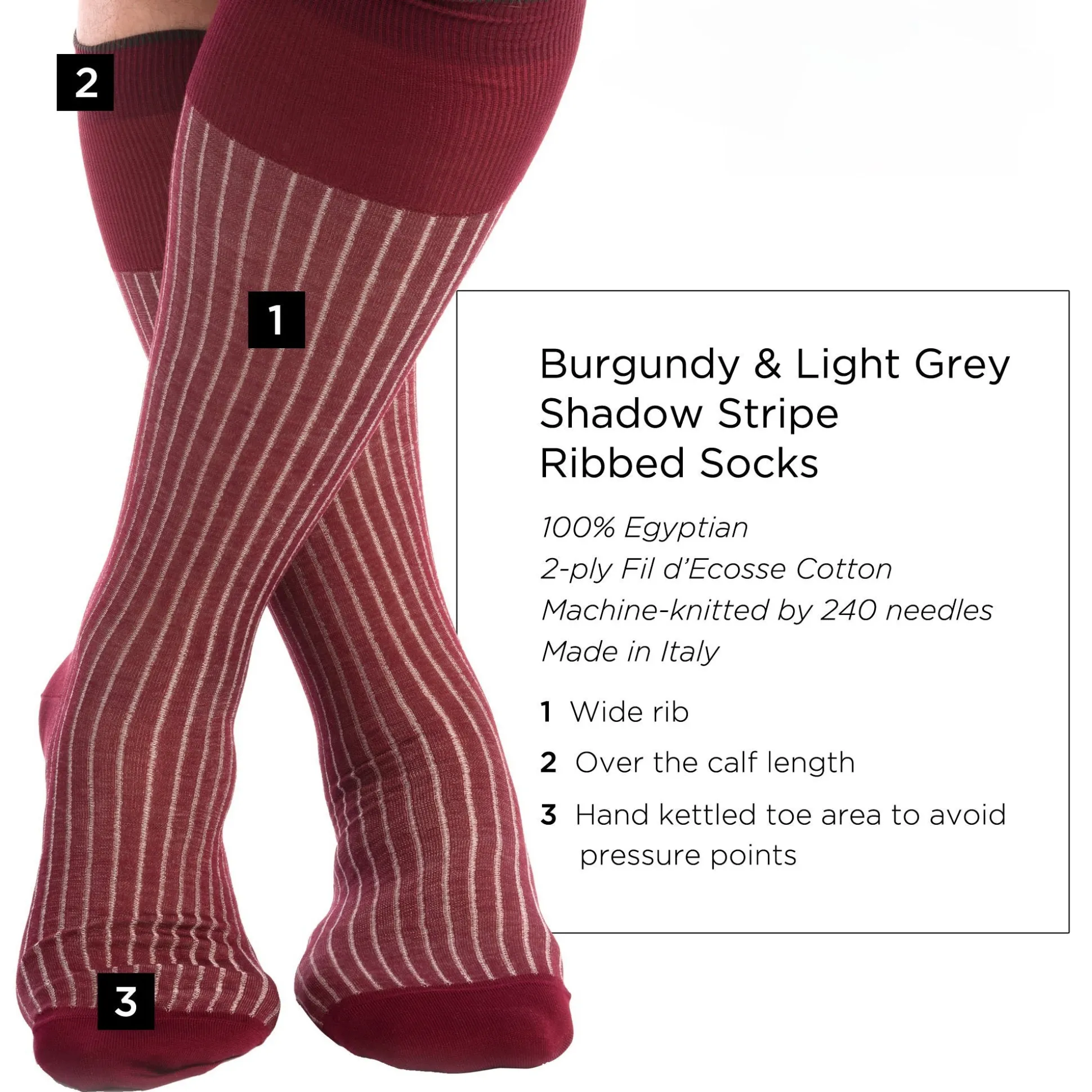 Red & Light Gray Shadow Stripe Lightweight Cotton Socks