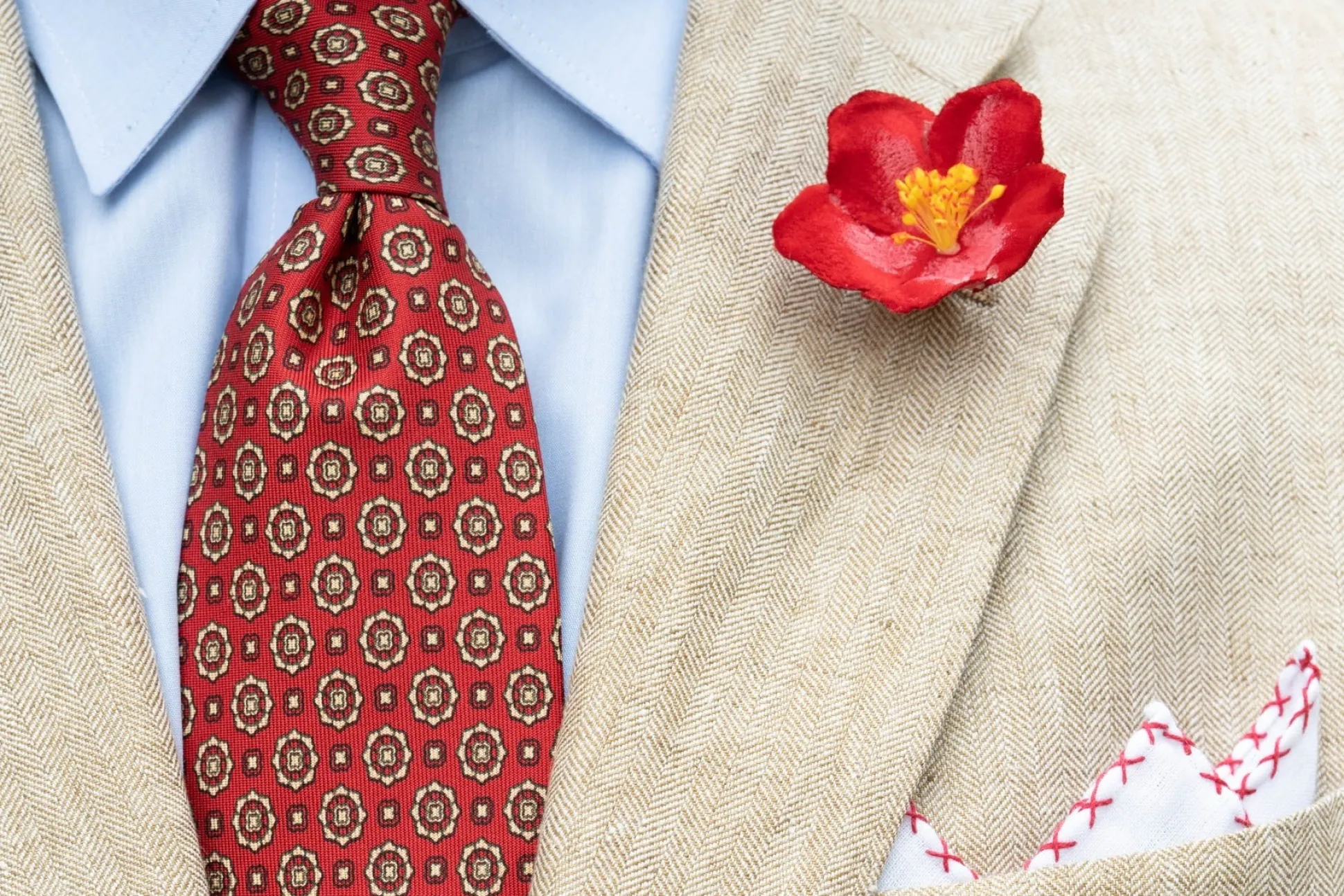 Red Micropattern Madder Silk Tie