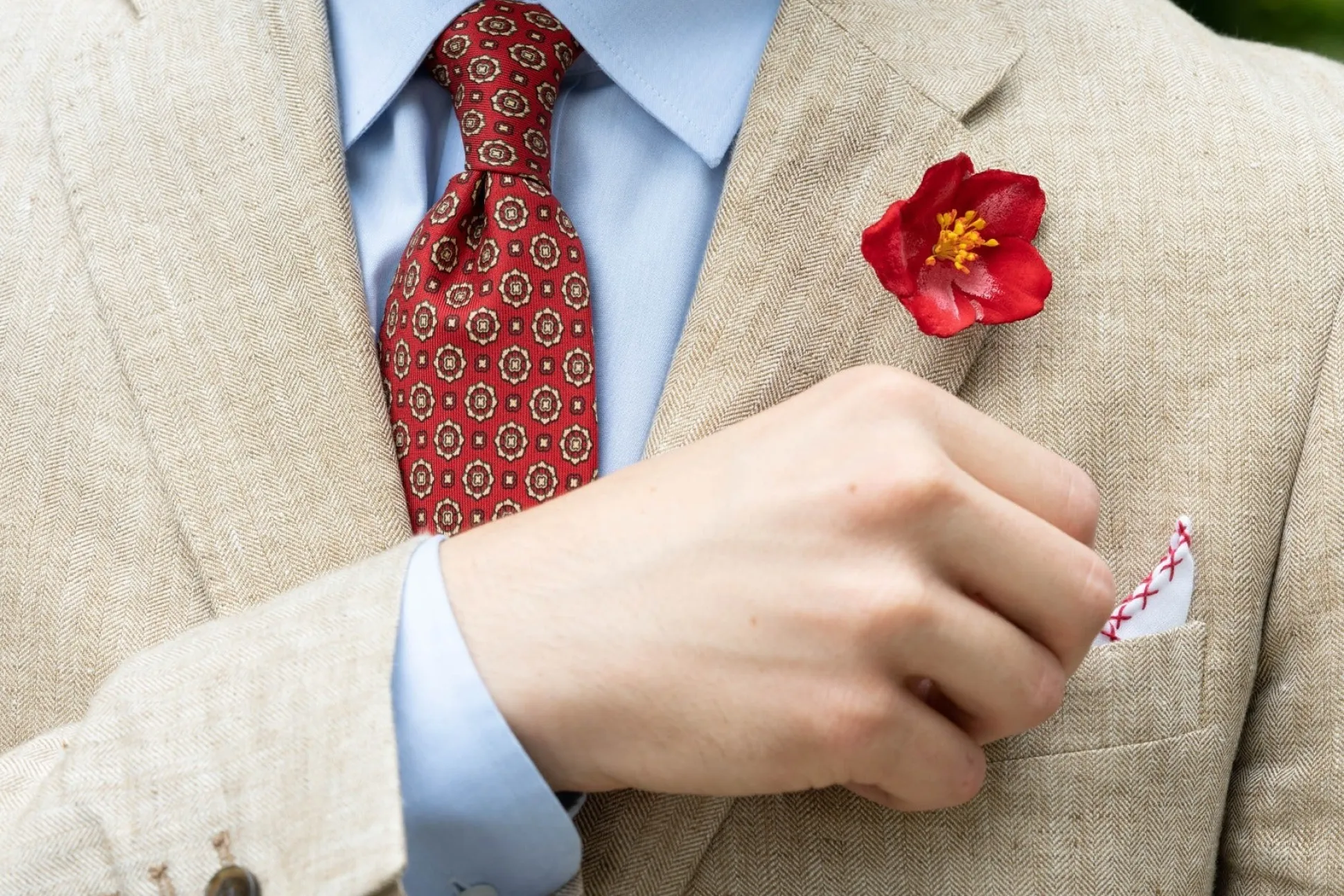 Red Micropattern Madder Silk Tie