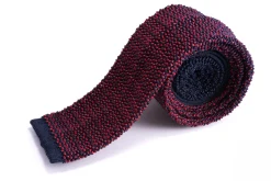 Red & Navy Two-Tone Silk Knit Tie