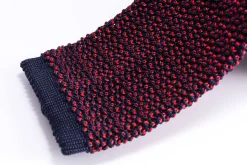 Red & Navy Two-Tone Silk Knit Tie