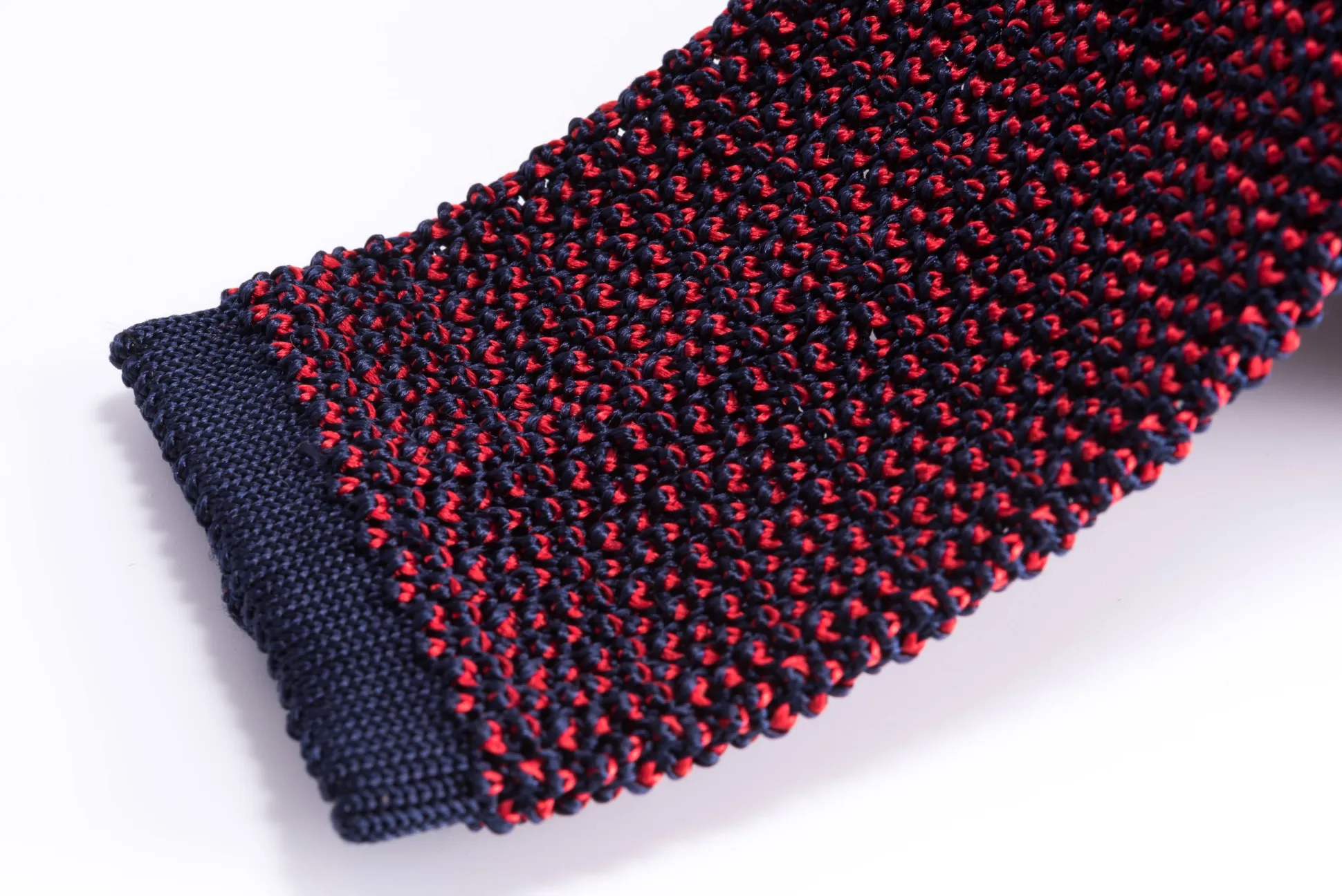Red & Navy Two-Tone Silk Knit Tie