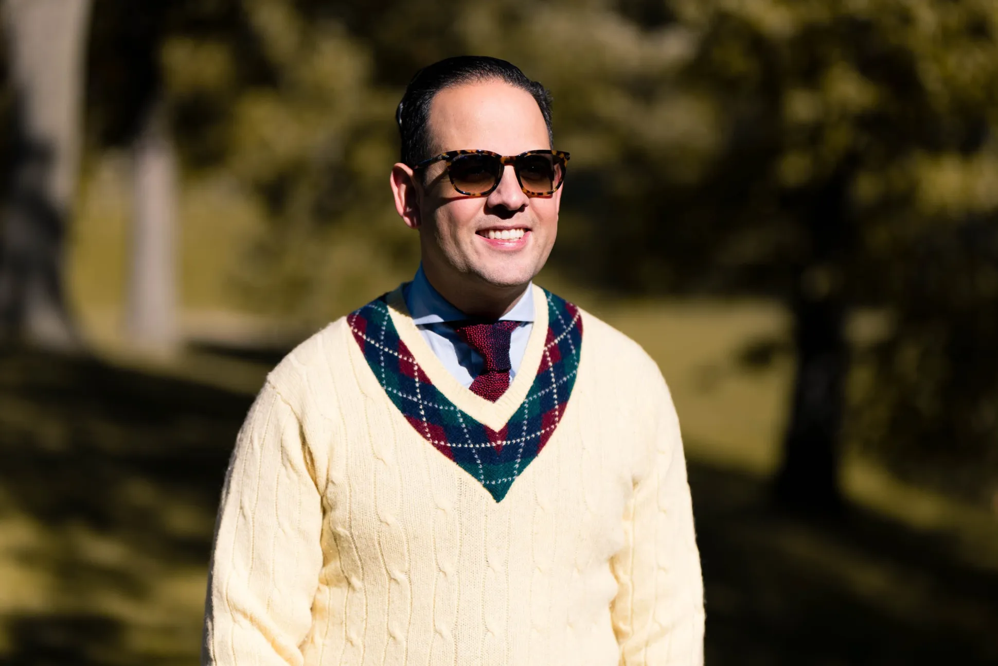 Red & Navy Two-Tone Silk Knit Tie