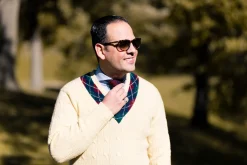 Red & Navy Two-Tone Silk Knit Tie