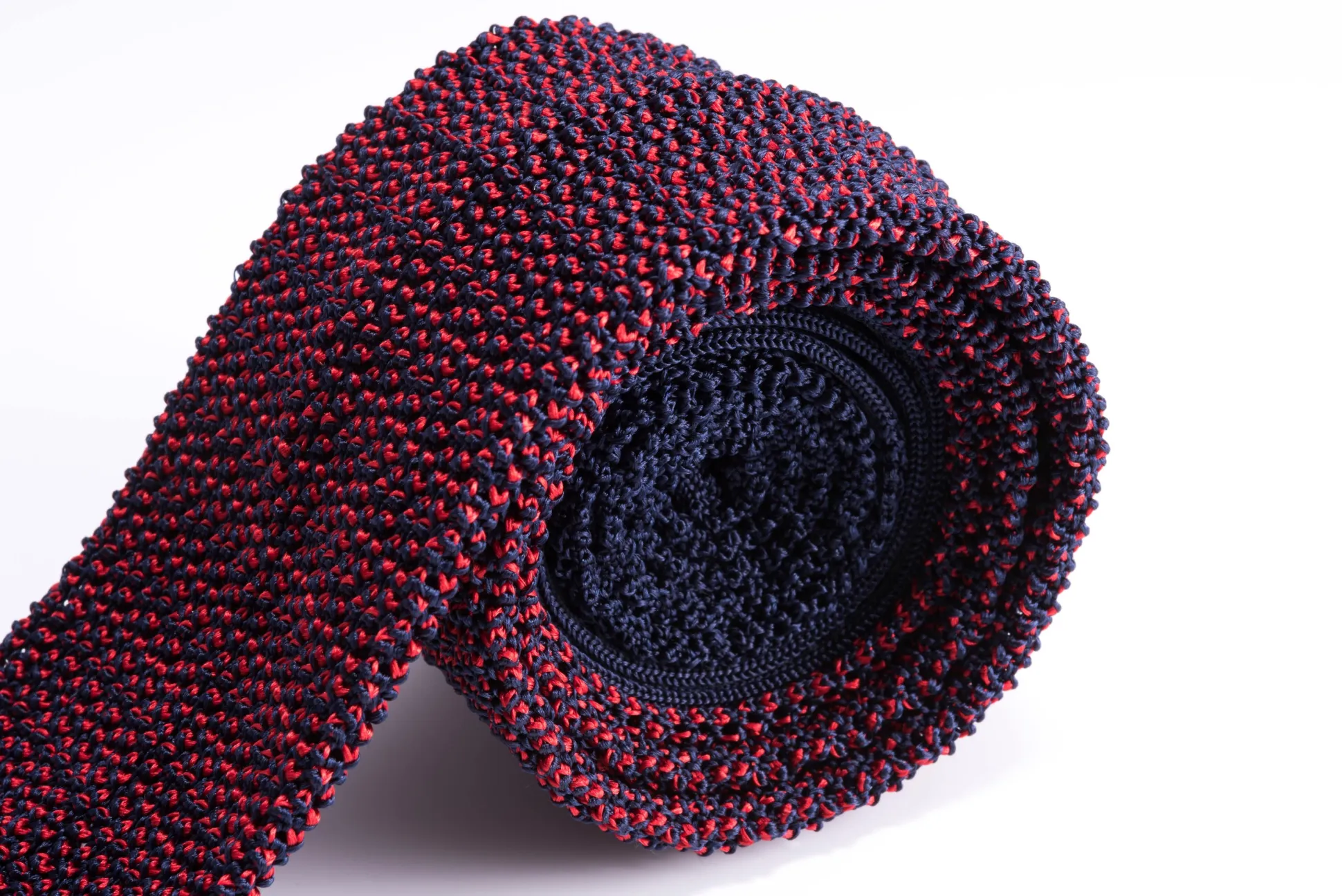 Red & Navy Two-Tone Silk Knit Tie