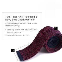 Red & Navy Two-Tone Silk Knit Tie