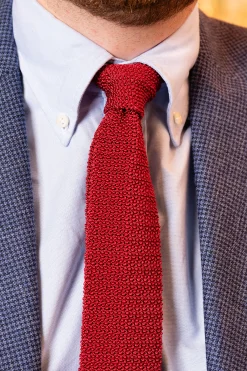 Red Silk Knit Tie