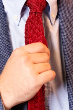 Red Silk Knit Tie