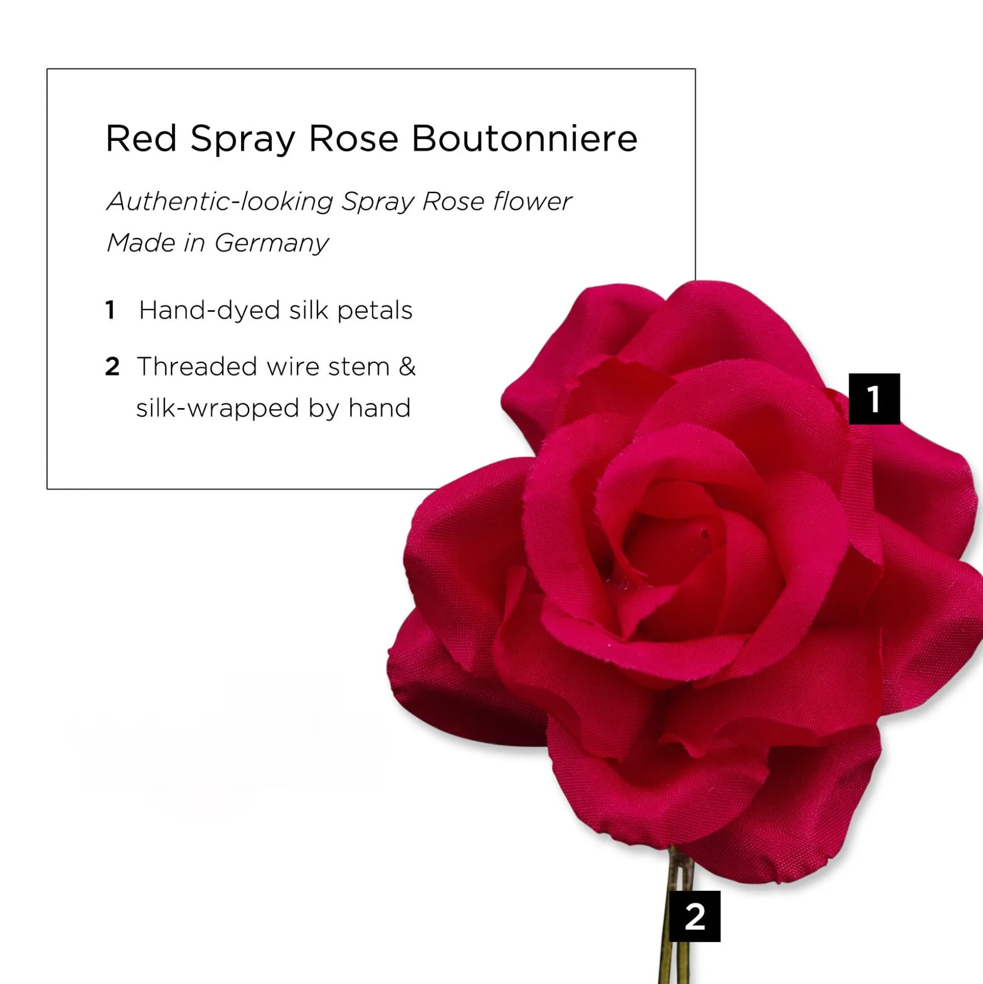 Red Spray Rose Silk Boutonnière Flower