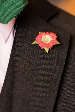 Red Sweet William Silk Boutonnière Flower