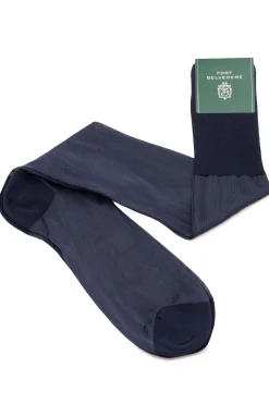 Rich Navy Silk Formal Socks