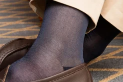 Rich Navy Silk Formal Socks