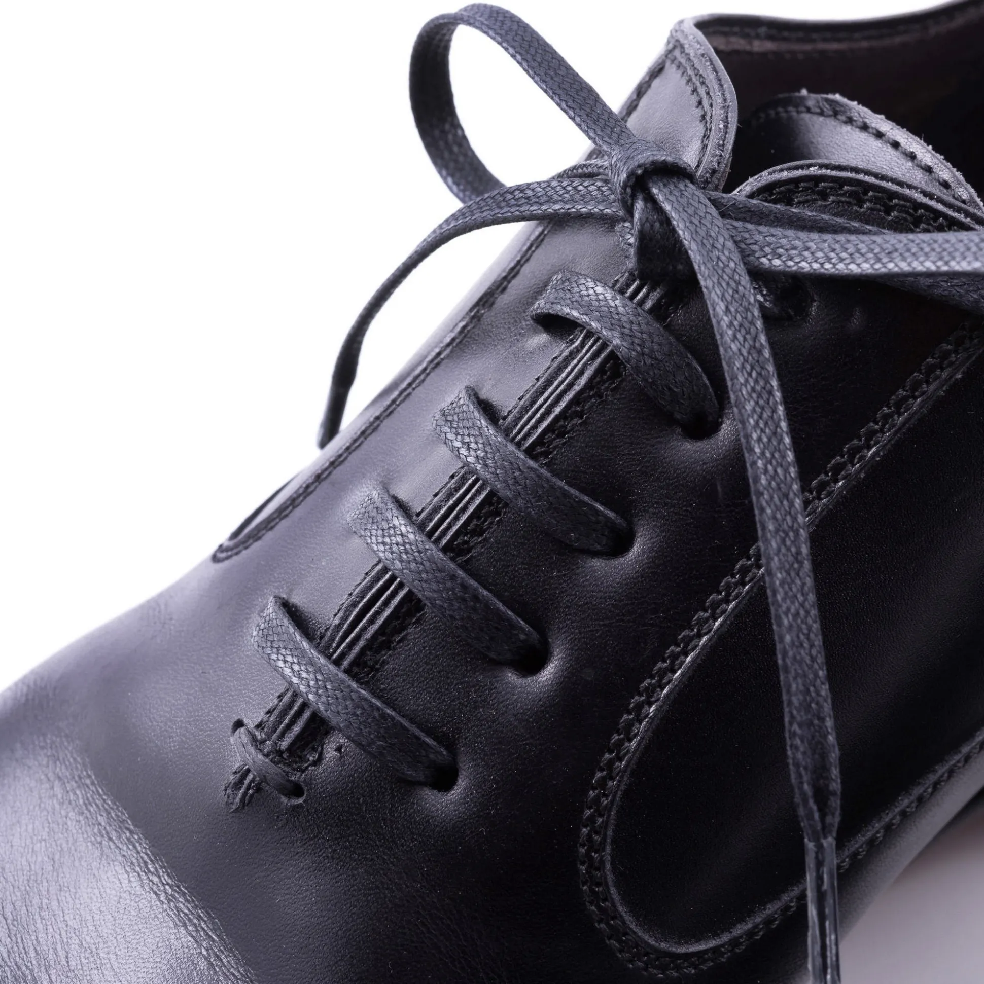 Round Black Waxed Cotton Shoelaces