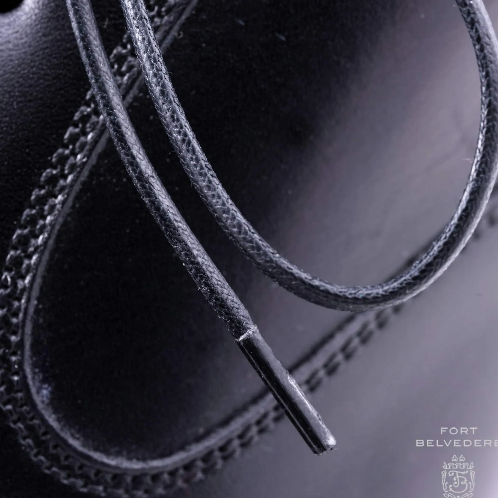 Round Black Waxed Cotton Shoelaces