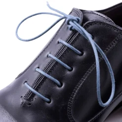 Round Blue-Gray Waxed Cotton Bootlaces