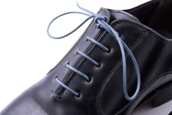 Round Blue-Gray Waxed Cotton Bootlaces