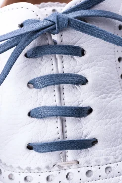 Round Blue-Gray Waxed Cotton Bootlaces