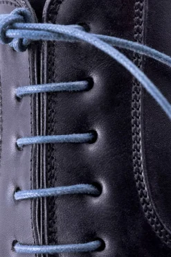 Round Blue-Gray Waxed Cotton Bootlaces