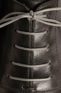 Round Charcoal Waxed Cotton Shoelaces