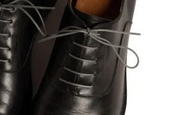 Round Charcoal Waxed Cotton Shoelaces