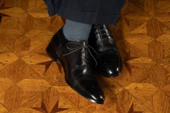 Round Dark Charcoal Waxed Cotton Shoelaces