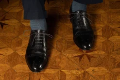 Round Dark Charcoal Waxed Cotton Shoelaces