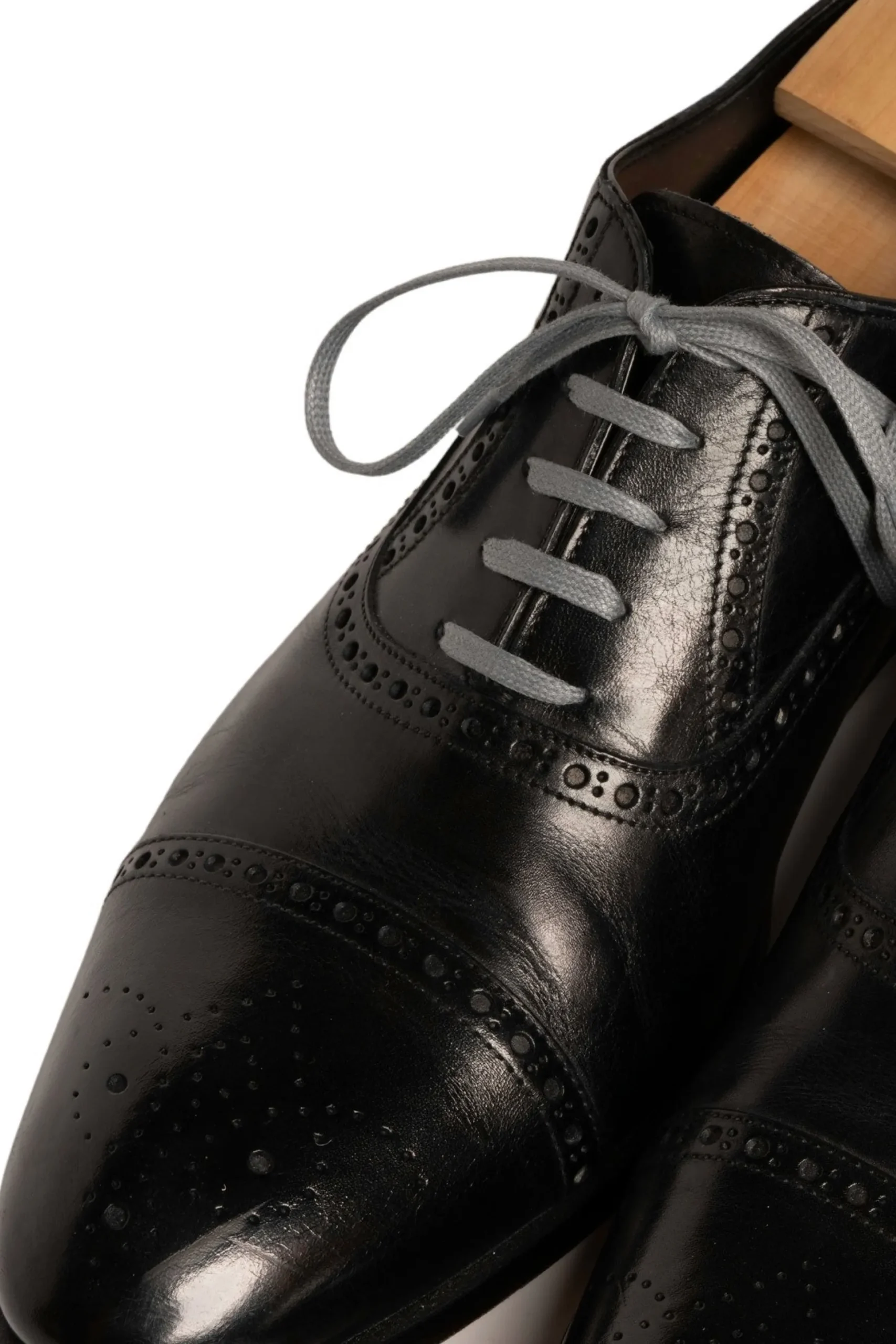 Round Dark Gray Waxed Cotton Bootlaces
