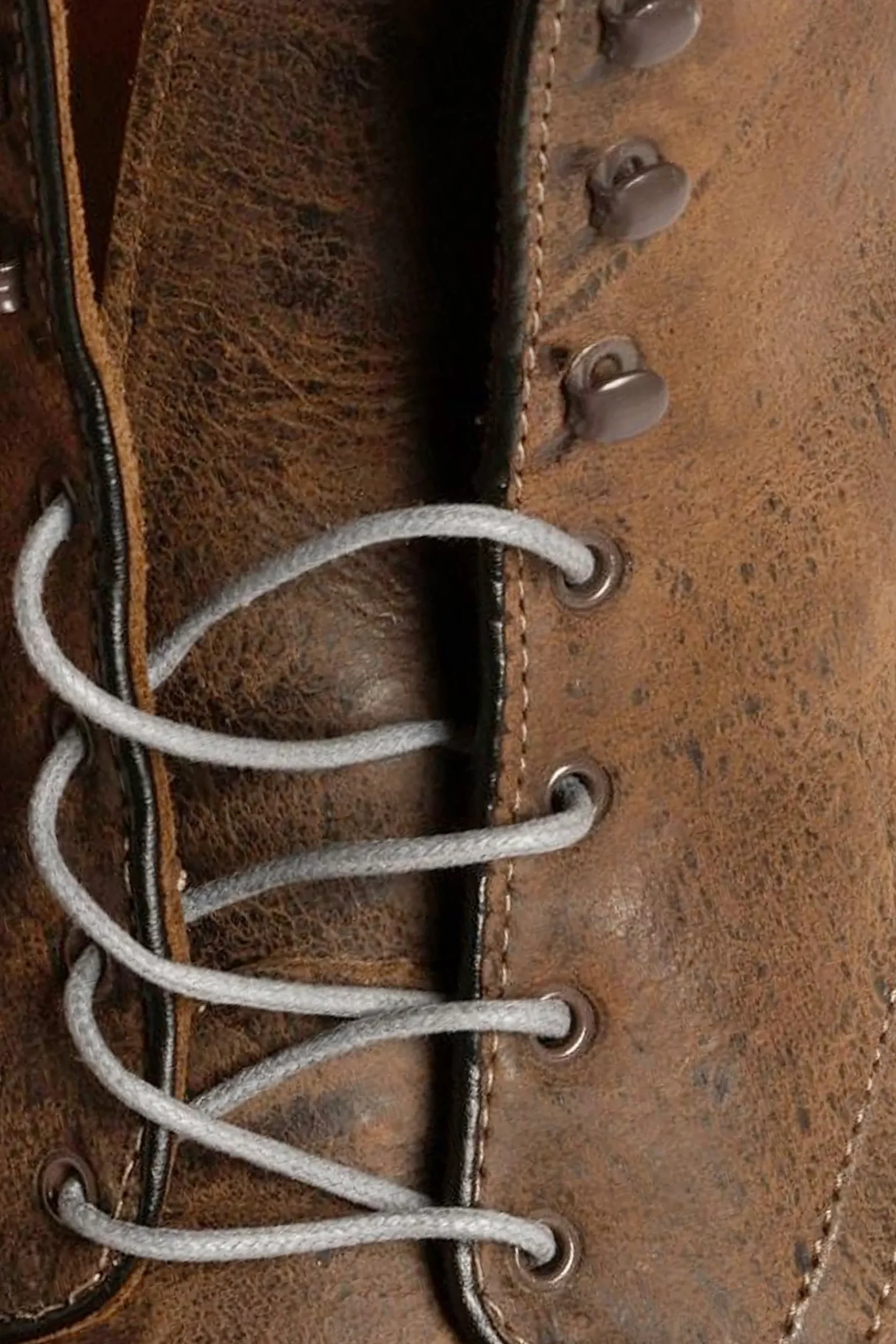 Round Dark Gray Waxed Cotton Bootlaces