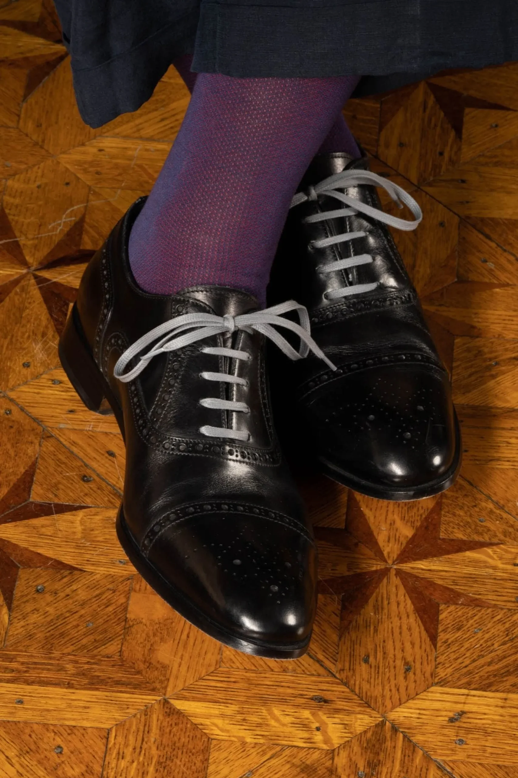 Round Dark Gray Waxed Cotton Bootlaces