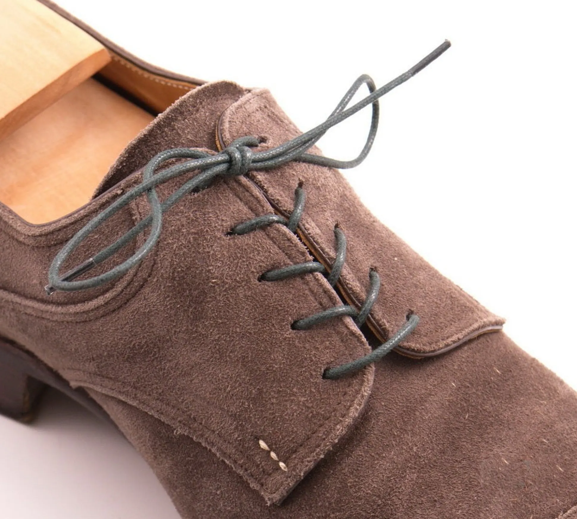 Round Dark Green Waxed Cotton Bootlaces