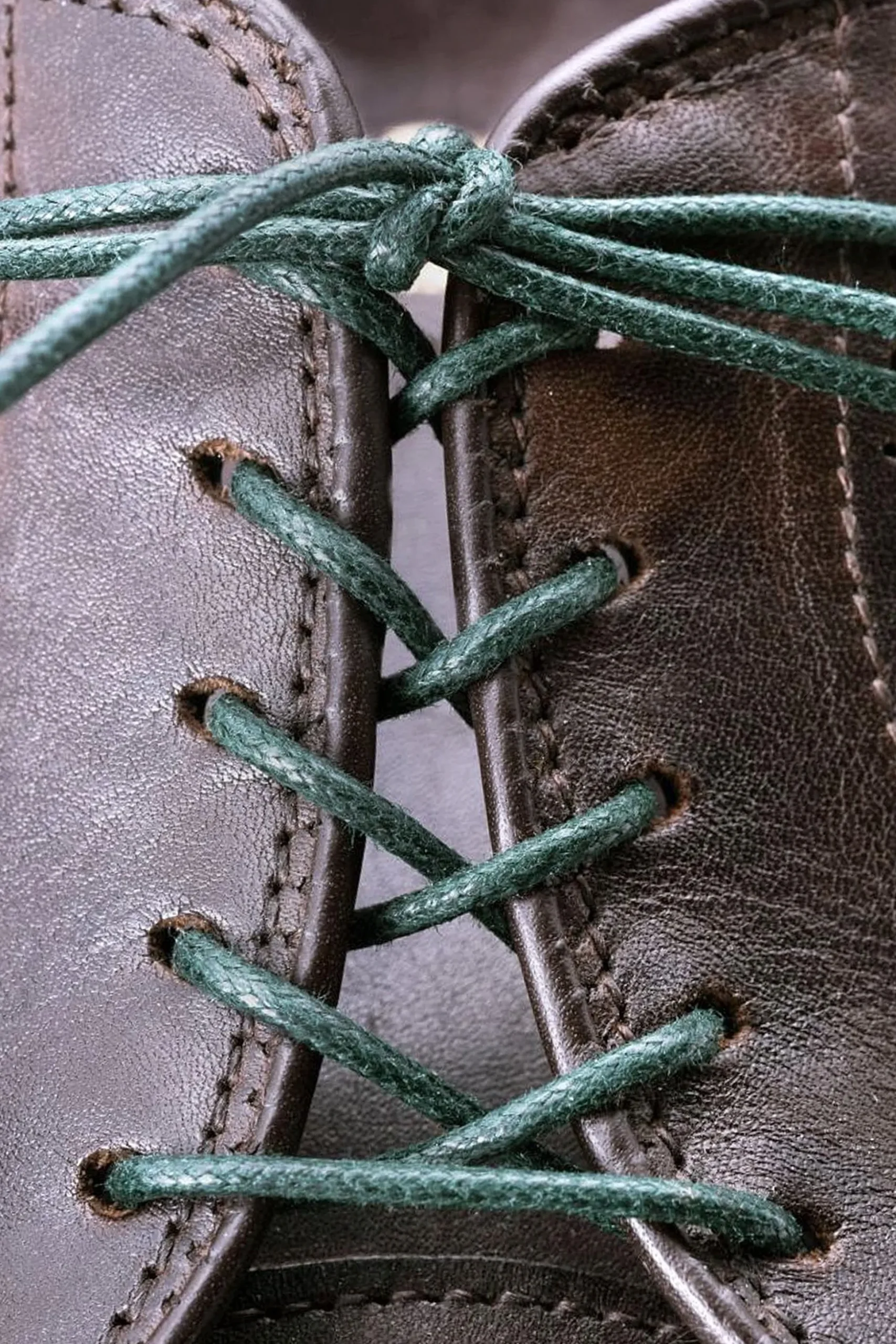 Round Dark Green Waxed Cotton Bootlaces