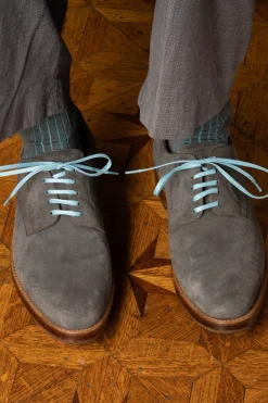 Round Light Blue Waxed Cotton Shoelaces