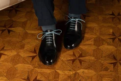 Round Light Blue Waxed Cotton Shoelaces