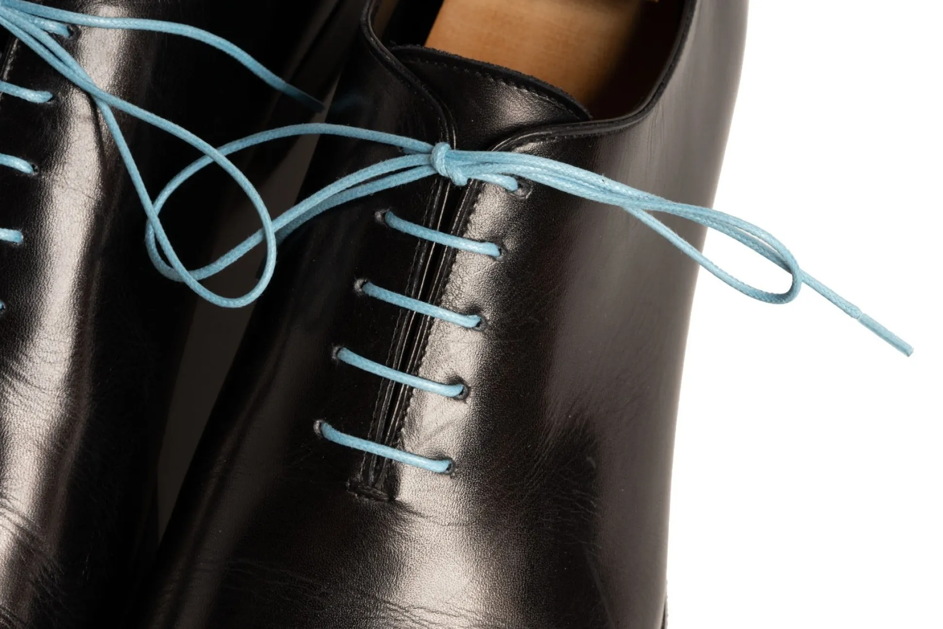 Round Light Blue Waxed Cotton Bootlaces