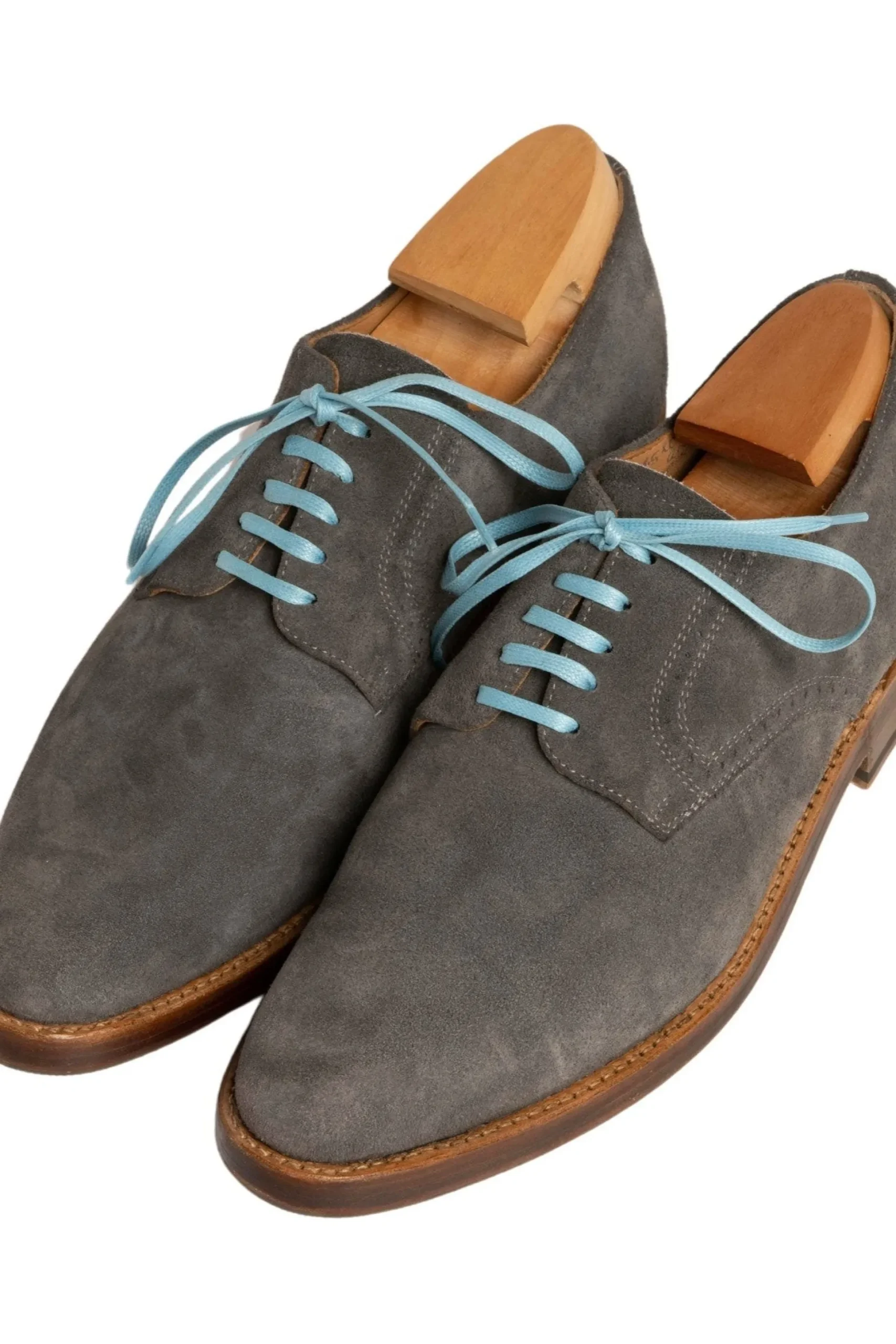 Round Light Blue Waxed Cotton Bootlaces