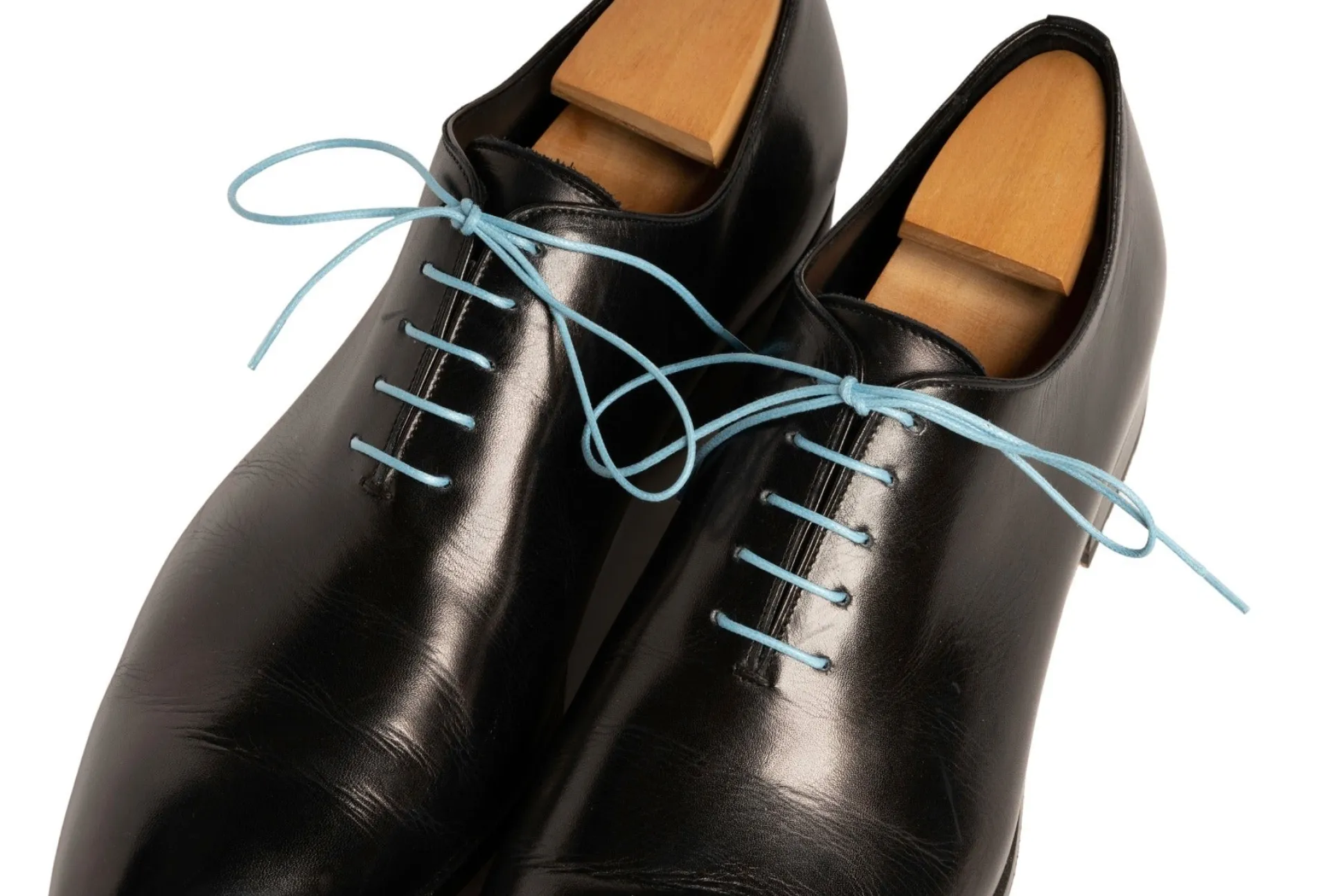 Round Light Blue Waxed Cotton Bootlaces