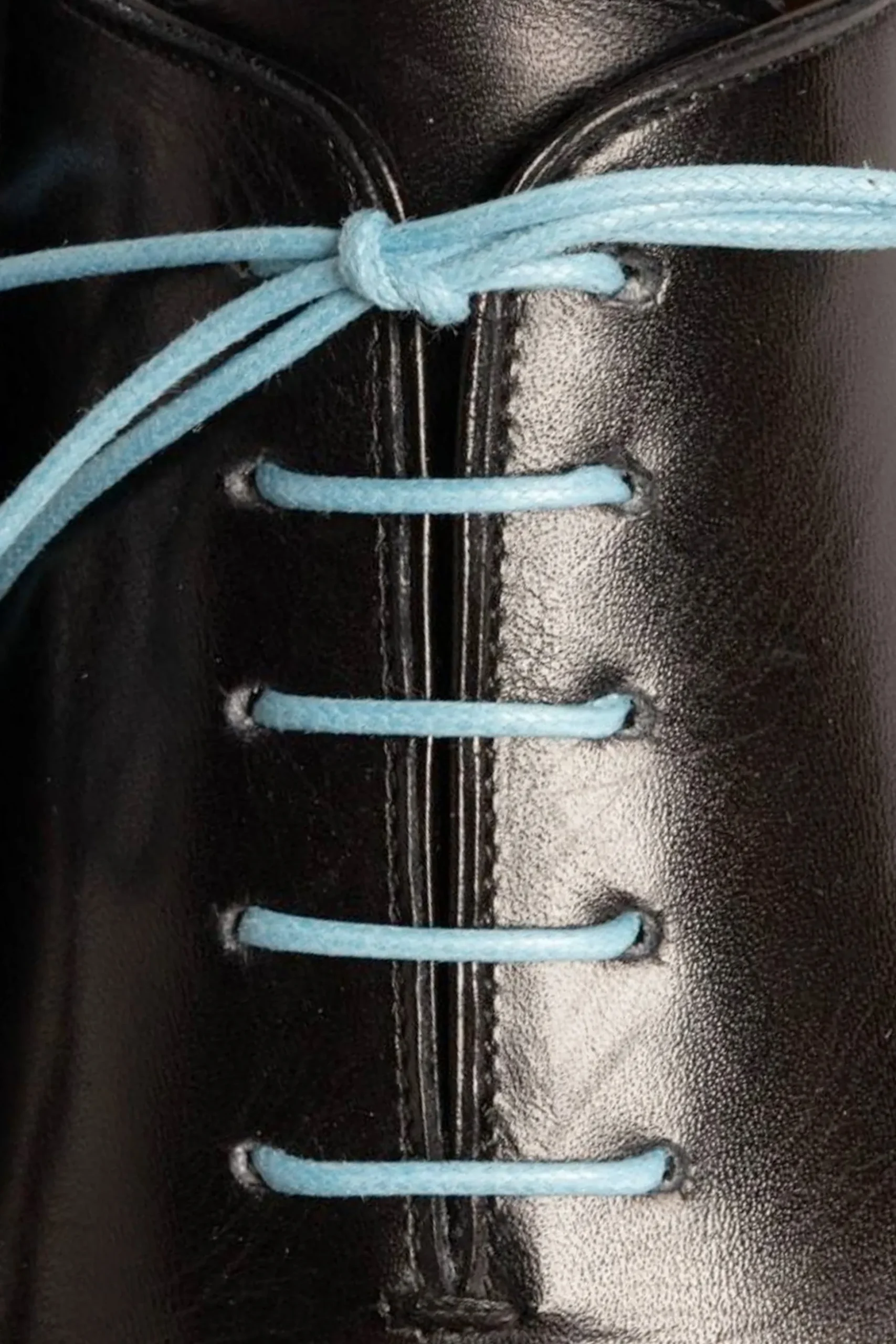 Round Light Blue Waxed Cotton Bootlaces